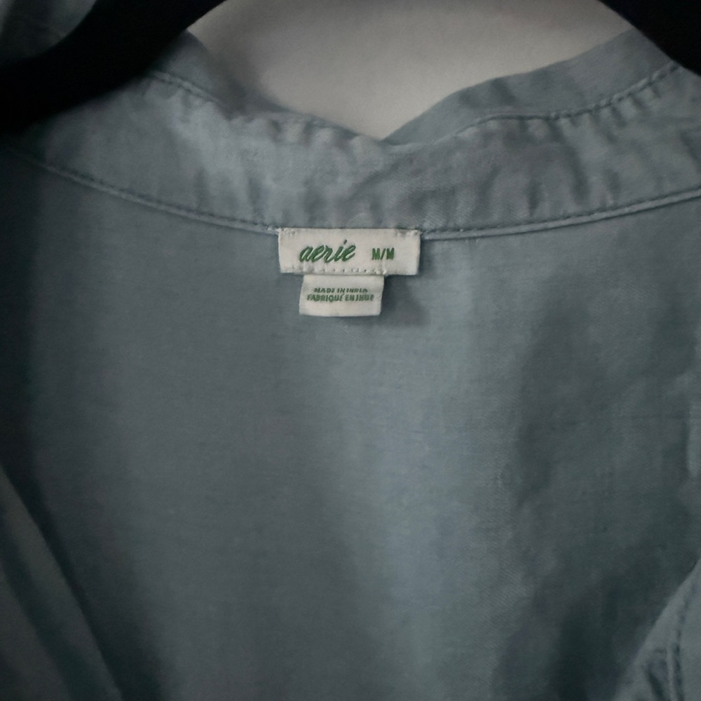 aerie Soft Light Blue Button-Down Shirt - Picture 3 of 5